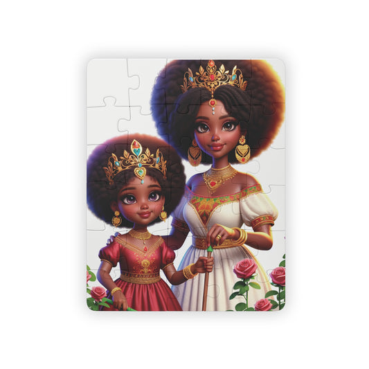 "Royal African Garden Puzzle: 3D Fairy Princess & Mother" - Puzzle