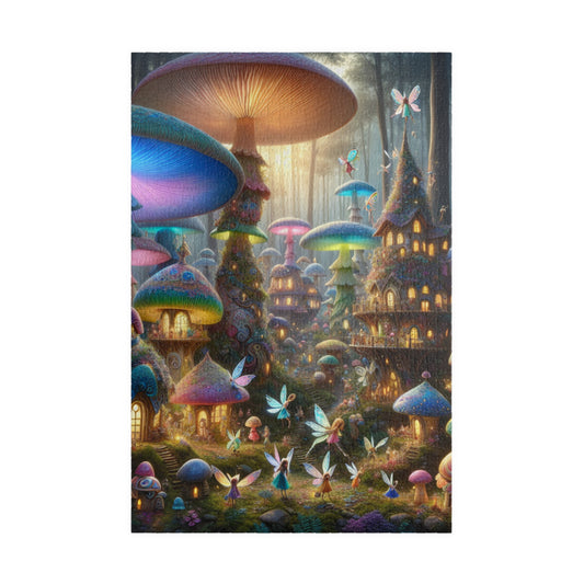 "Fairy Forest Puzzle: Whimsical Village in Mushroom Woods" - Puzzle