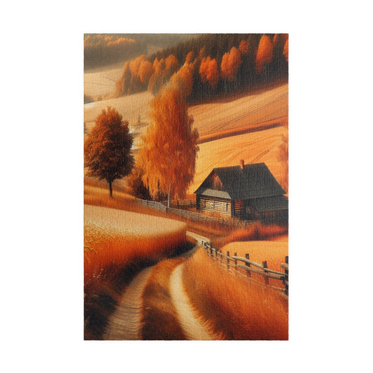 "Autumn Escape Puzzle: Country Road & Golden Wheat" - Puzzle