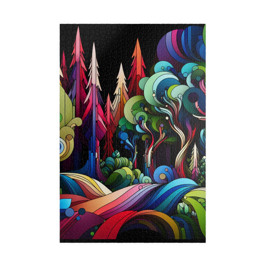 "Enchanted Forest Puzzle: Abstract Trees & Foliage" - Puzzle