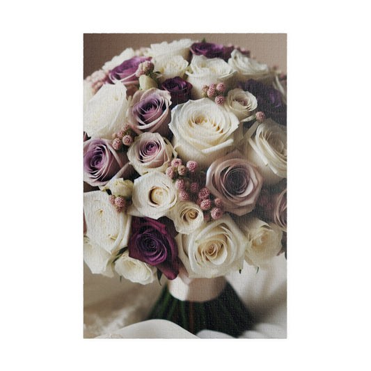 "Wedding Bliss Jigsaw: White Purple Rose Bouquet" - Puzzle