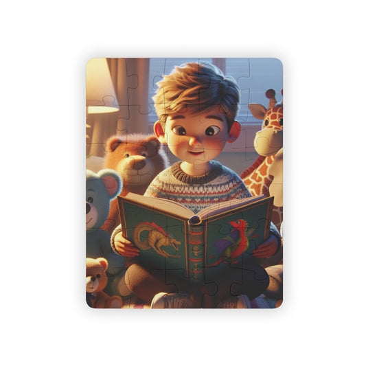 "Cozy Tales: 3D Puzzle with Child & Stuffed Animals" - Puzzle