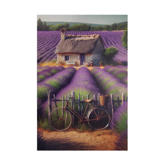 "French Lavender Puzzle: Cottage & Bike" - Puzzle
